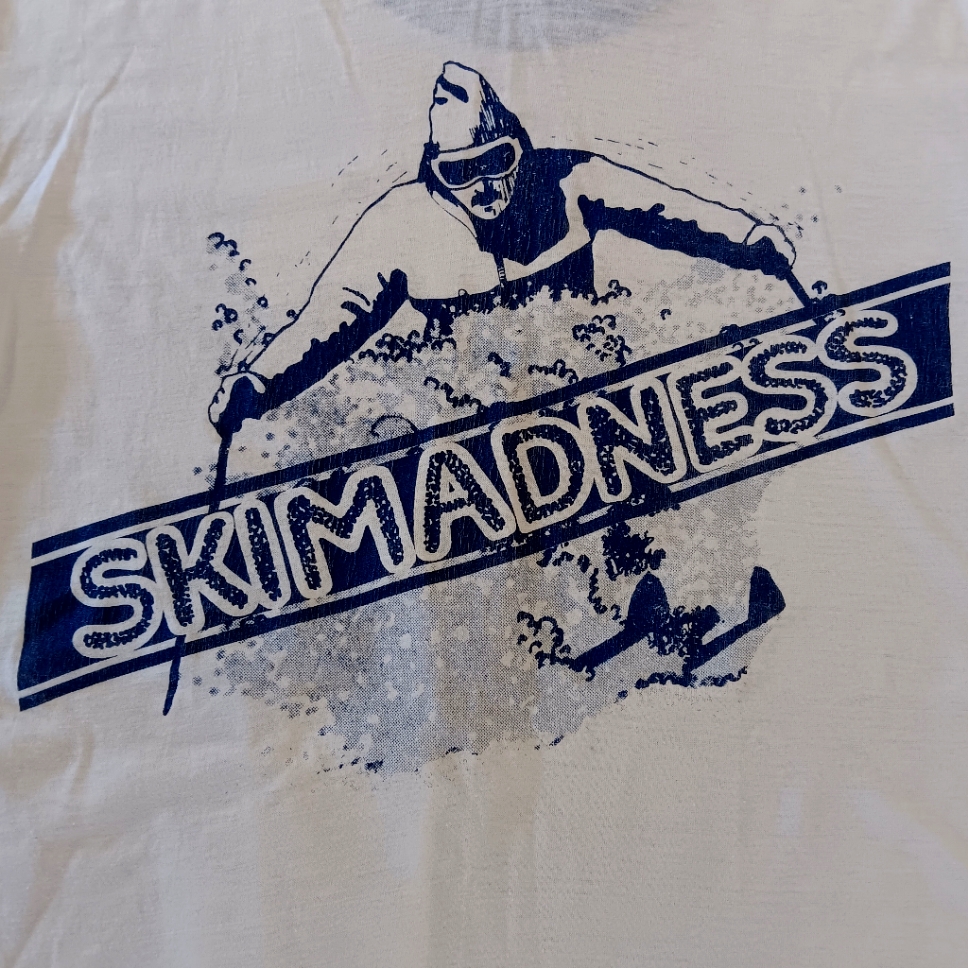 Vintage 1980's White And Blue Ski Haus Ringer T-Shirt